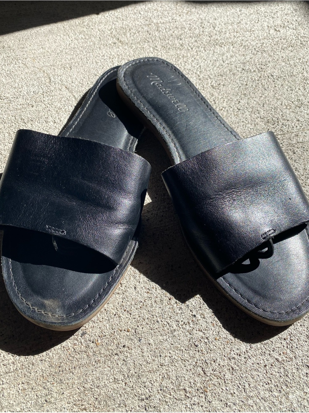 Madewell leather Women's Black Sandal Flats Casual Slide